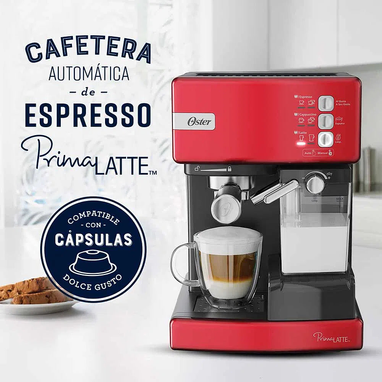 Cafetera Automática de Espresso PrimaLatte™ Roja / Oster 3