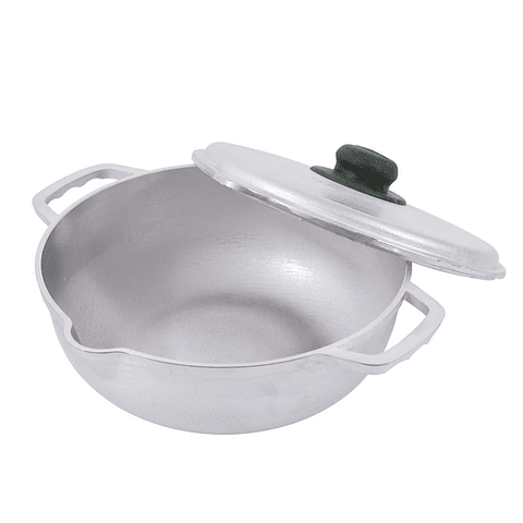 Caldero Redondo UNIVERSAL 24 centímetros, Con vertedero/ Tapa Fundida/ Aluminio/ Pomo Ecológico/ Sistema Cortagotas/ Freir/ Arroces/ Sopas y Caldos