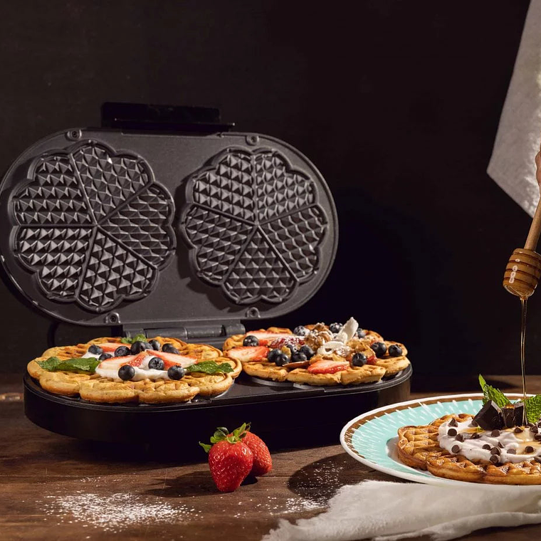 Waflera Eléctrica 2 Puestos Negro / Home Elements 3
