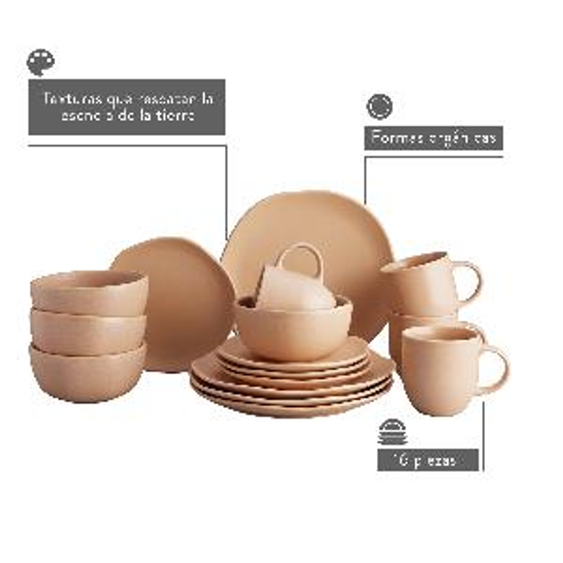 Vajilla Corona Areia 4 Puestos 16 Piezas 2