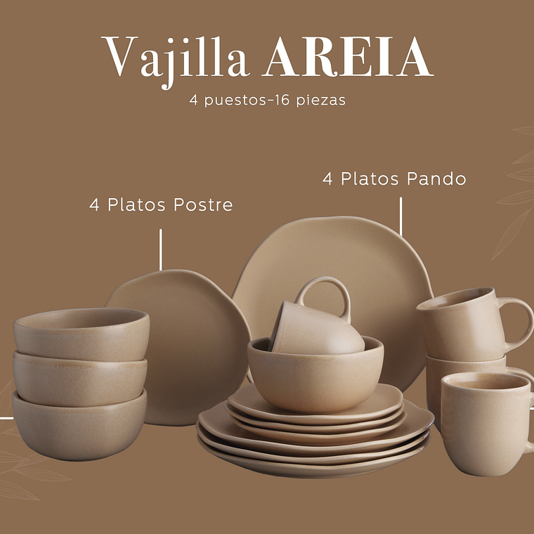 Vajilla Corona Areia 4 Puestos 16 Piezas 5