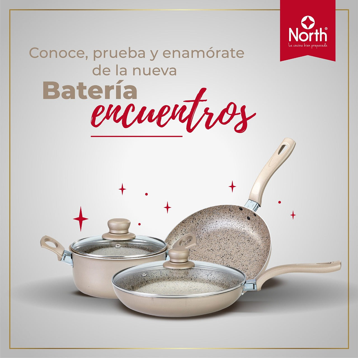Juego de Ollas 7 piezas + 3 Utensilios Gold Encuentros / North 4