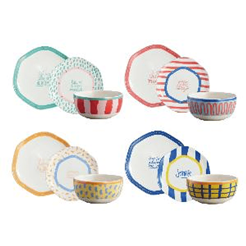 Vajilla Corona Mensajes de Poder By Jose & Cami 4 Puestos 12 Piezas