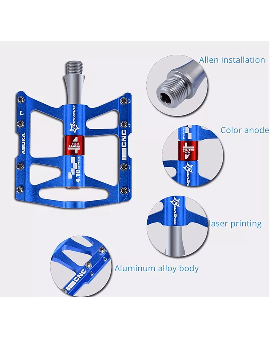 Pedales Plataforma Rockbros Aluminio Azul Mtb 8 Pins +56933233889