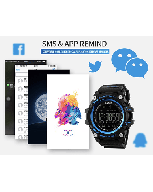 Smartwatch Skmei 1227 azul +56933233889