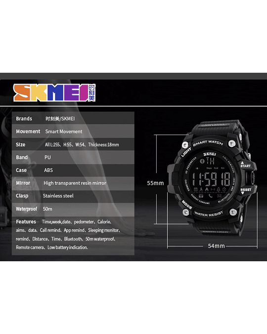 Smartwatch Skmei 1227 negro +56933233889
