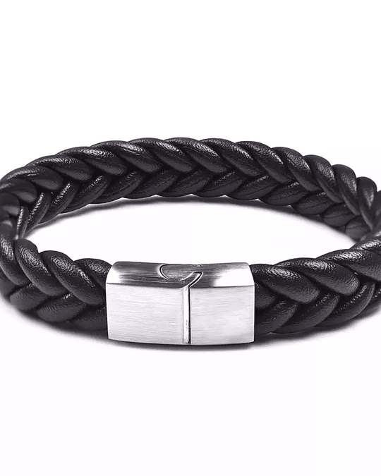 Pulseras de cuero trenzado cafe 22 cm para hombres 