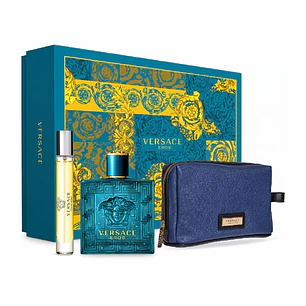 Set Perfume Versace Eros EDT 100 ml + 10 ml + Bolso Hombre