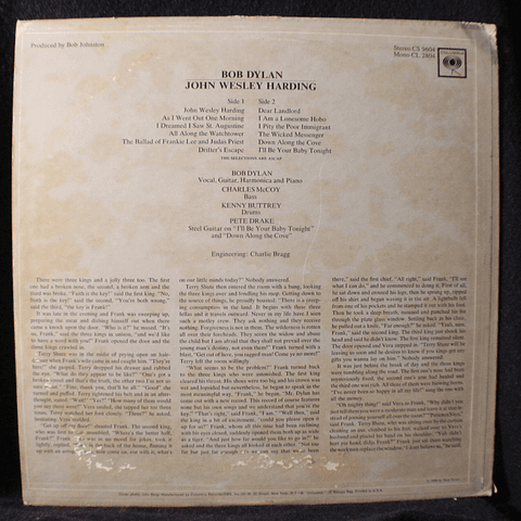Bob Dylan ‎– John Wesley Harding (1a Ed USA '67)