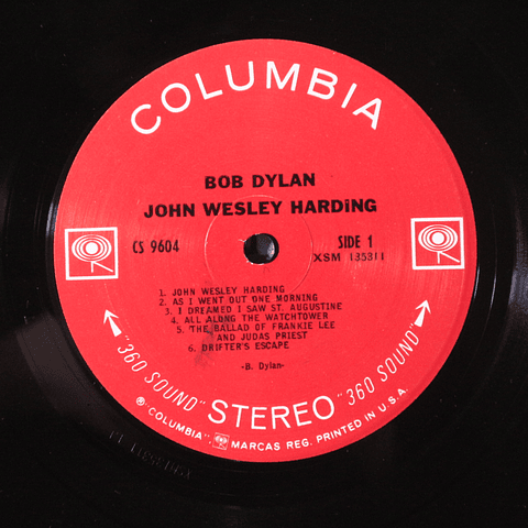 Bob Dylan ‎– John Wesley Harding (1a Ed USA '67)