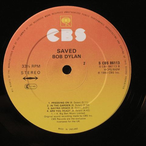Bob Dylan ‎– Saved (Ed UK)