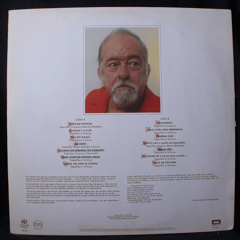 Toquinho & Vinicius De Moraes ‎– Cinco Anos Sem Vinicius