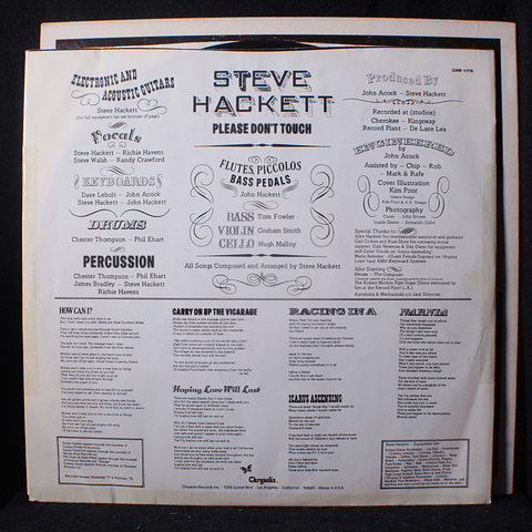 Steve Hackett ‎– Please Don't Touch! (1a Ed USA)