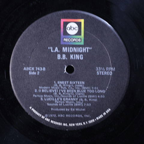 B.B. King ‎– L.A. Midnight (1a Ed USA)