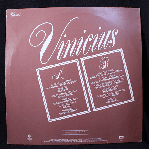 Vinicius De Moraes ‎– Testamento Volume 1