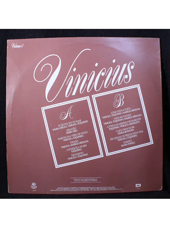 Vinicius De Moraes ‎– Testamento Volume 1