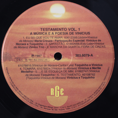 Vinicius De Moraes ‎– Testamento Volume 1