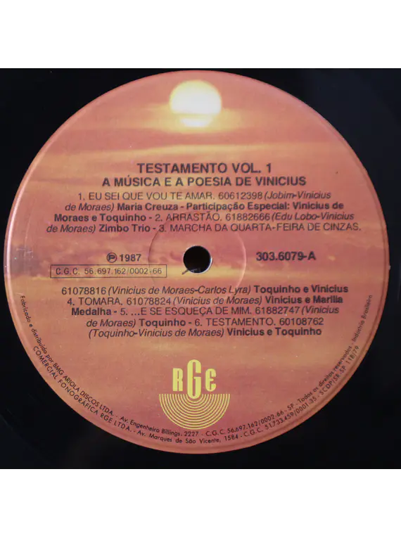 Vinicius De Moraes ‎– Testamento Volume 1