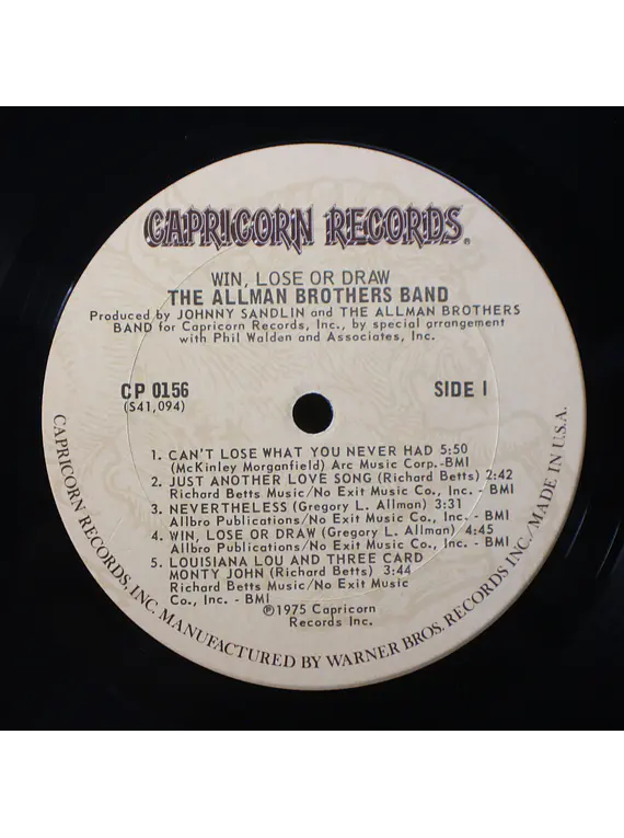 Allman Brothers Band, The ‎– Win, Lose Or Draw (1a Ed USA)