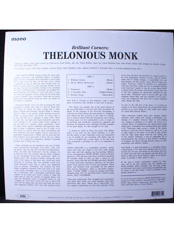 Thelonious Monk – Brilliant Corners (Reedición)