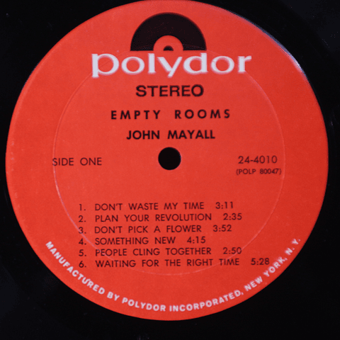 John Mayall ‎– Empty Rooms (1a Ed USA)