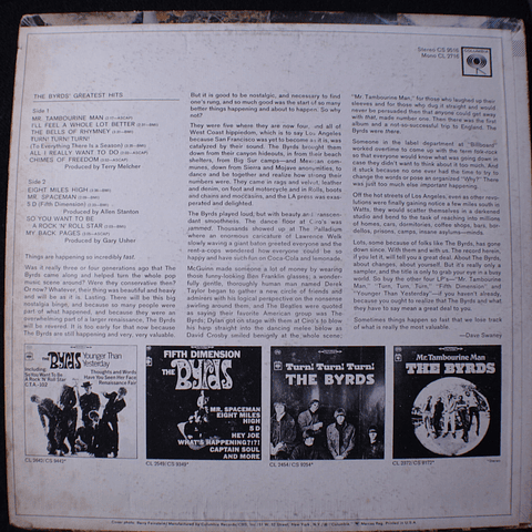 Byrds, The ‎– Greatest Hits (Ed USA 60s)