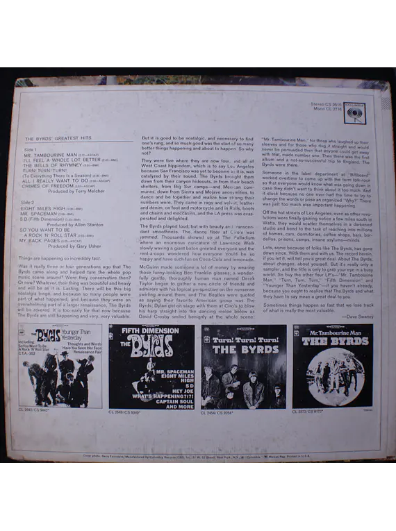 Byrds, The ‎– Greatest Hits (Ed USA 60s)