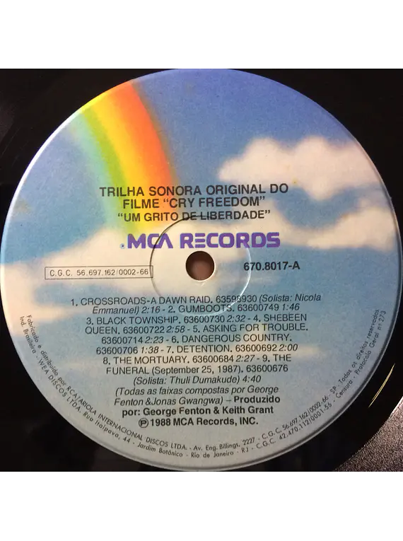 George Fenton And Jonas Gwangwa ‎– Cry Freedom (Original Motion Picture Soundtrack)