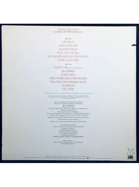 Sarah Vaughan – Songs Of The Beatles 