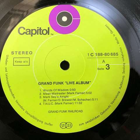Grand Funk* – Live Album (Ed Alemania)