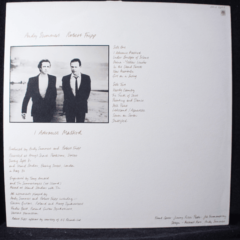 Robert Fripp  (King Crimson) & Andy Summers (Police) – I Advance Masked (1a Ed UK)