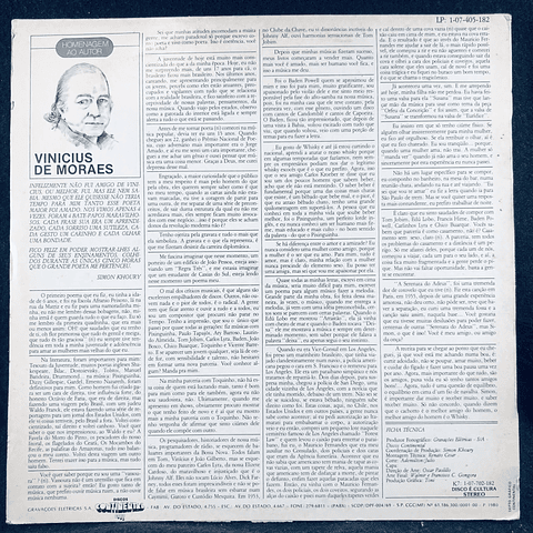 Vinícius De Moraes - Eterno Retorno, Homenagem Ao Autor 