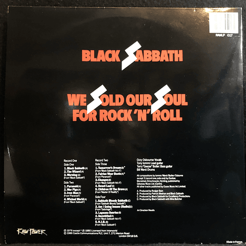 Black Sabbath – We Sold Our Soul For Rock 'N' Roll (orig 80's FR)