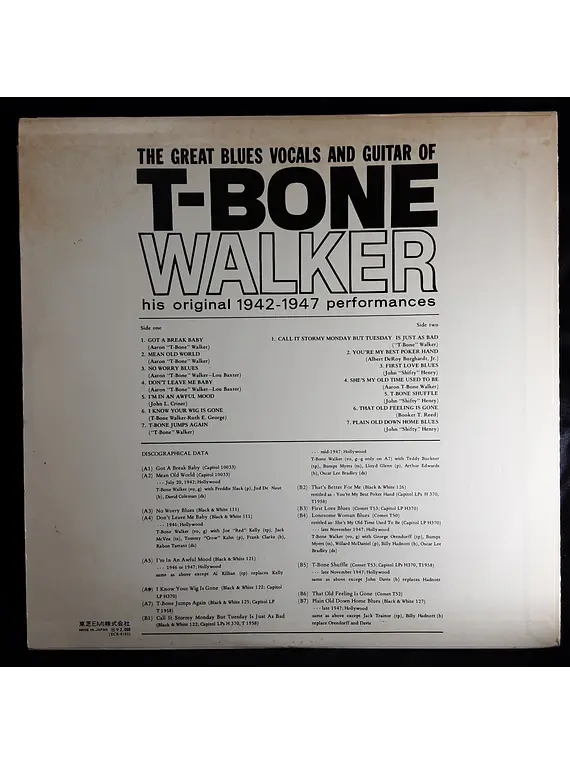T-Bone Walker – The Great Blues Vocals And Guitar Of T-Bone Walker (His Original 1942-1947 Performances) (Ed. Japón)