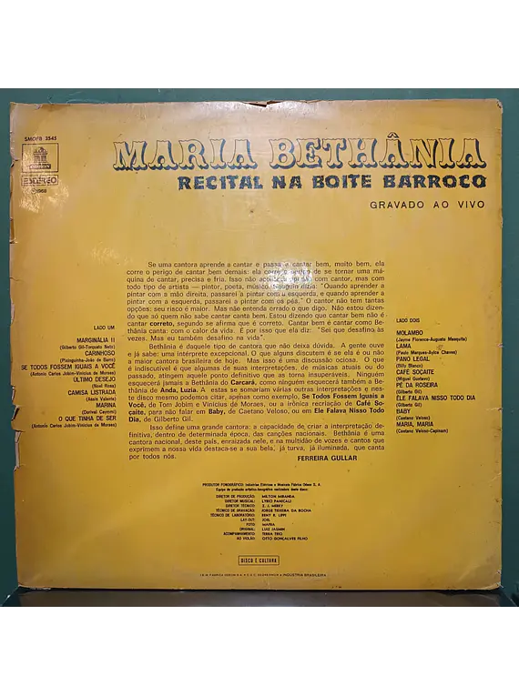 Maria Bethânia – Recital Na Boite Barroco