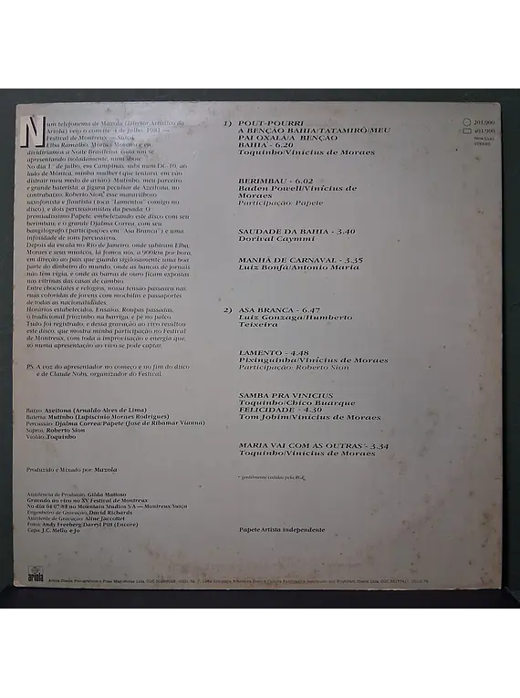 Toquinho – Ao Vivo Em Montreux