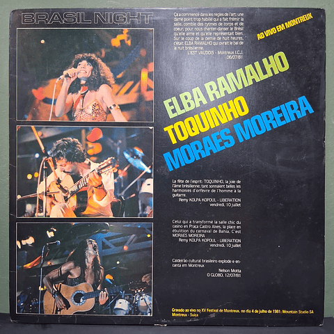 Elba Ramalho / Toquinho / Moraes Moreira – Brasil Night - Ao Vivo Em Montreux