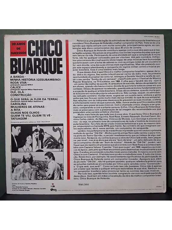 Chico Buarque – 20 Anos De Sucessos