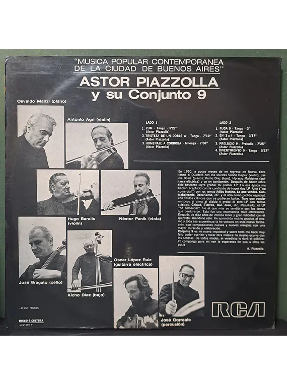 Astor Piazzolla Conjunto 9 – Musica Popular Contemporanea De La Ciudad De Buenos Aires