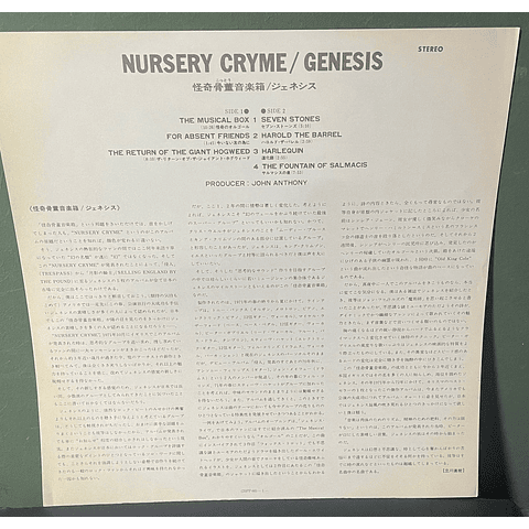 Genesis – Nursery Cryme Ed. Japón)