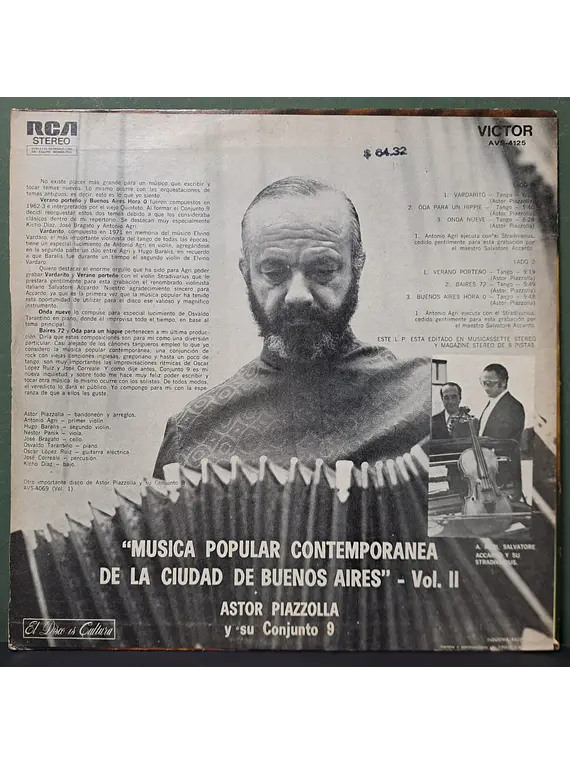 Astor Piazzolla Y Su Conjunto 9 – Música Popular Contemporanea De La Ciudad De Buenos Aires, Volumen 2