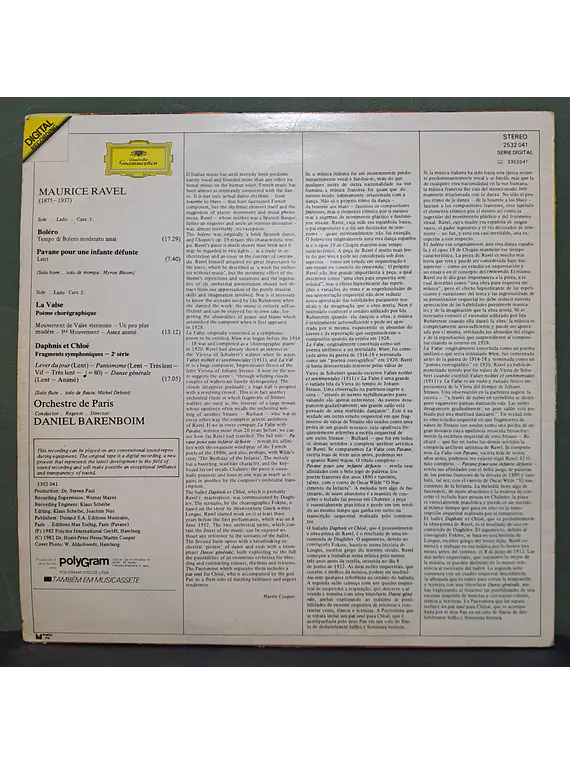 Ravel · Orchestre De Paris · Daniel Barenboim – Bolero · La Valse · Pavane Pour Une Infante Défunte · Daphnis Et Chloé: Suite No. 2