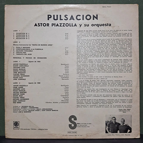 Astor Piazzolla Y Su Orquesta – Pulsación