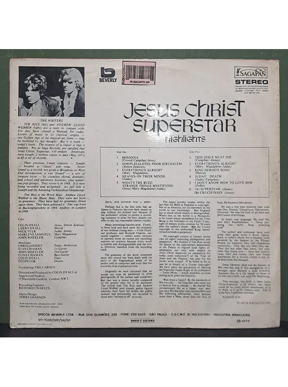 Tim Rice & Andrew Lloyd Webber – Jesus Christ Superstar - A Rock Opera