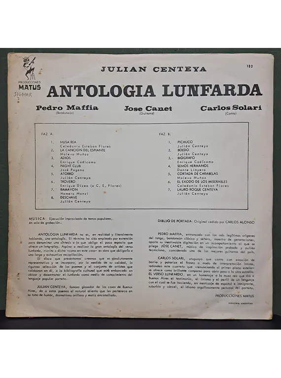 Julián Centeya, Pedro Maffia, José Canet, Carlos Solari  – Antología Lunfarda