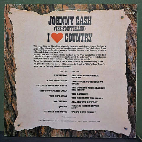 Johnny Cash – (The Storyteller) I Love Country