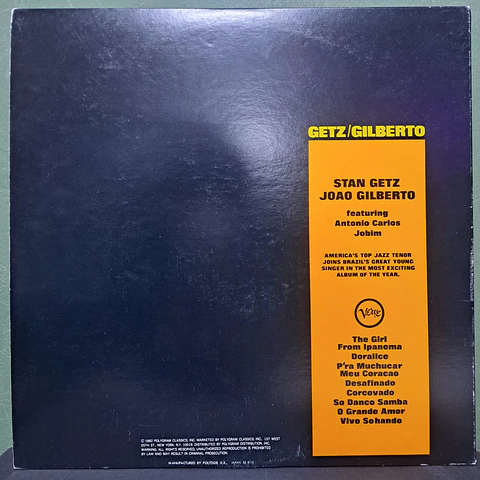 Stan Getz, Joao Gilberto Featuring Antonio Carlos Jobim – Getz / Gilberto featuring Antonio Carlos Jobim