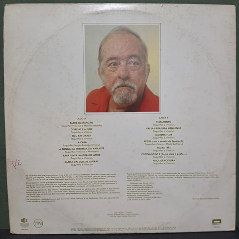 Toquinho & Vinicius De Moraes ‎– Cinco Anos Sem Vinicius