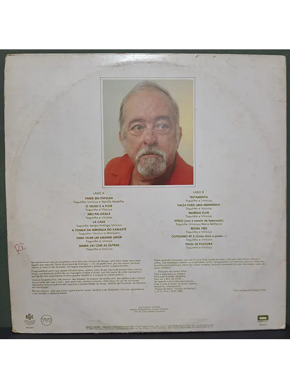 Toquinho & Vinicius De Moraes ‎– Cinco Anos Sem Vinicius
