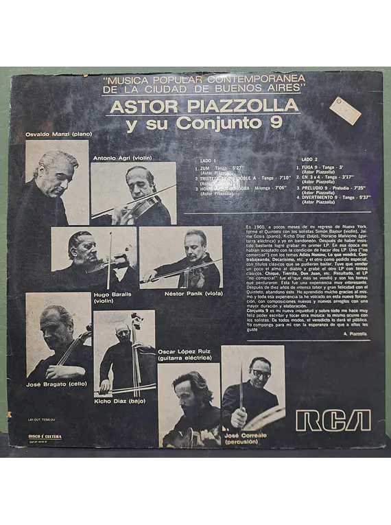 Astor Piazzolla Conjunto 9 – Musica Popular Contemporanea De La Ciudad De Buenos Aires